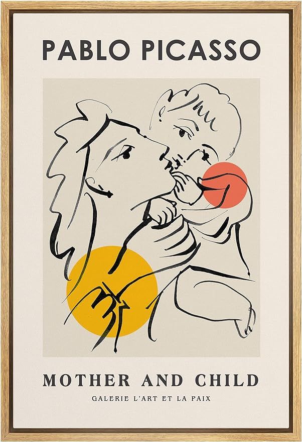 Amazon.com: wall26 Framed Canvas Print Wall Art Mother and Child by Pablo Picasso Nature Wilderne... | Amazon (US)
