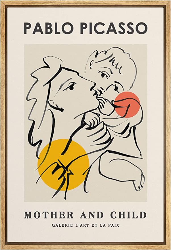 Amazon.com: wall26 Framed Canvas Print Wall Art Mother and Child by Pablo Picasso Nature Wilderne... | Amazon (US)
