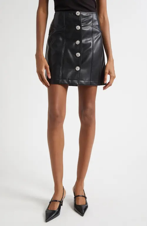Cinq à Sept Claudia Button Front A-Line Skirt in Black at Nordstrom, Size 14 | Nordstrom