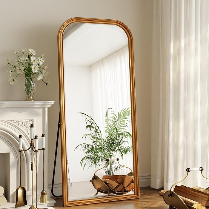 32"×71" Rounded Top Large Full Length Mirror, Arched Vintage Floor Stangding Body Mirror - PU Fr... | Amazon (US)