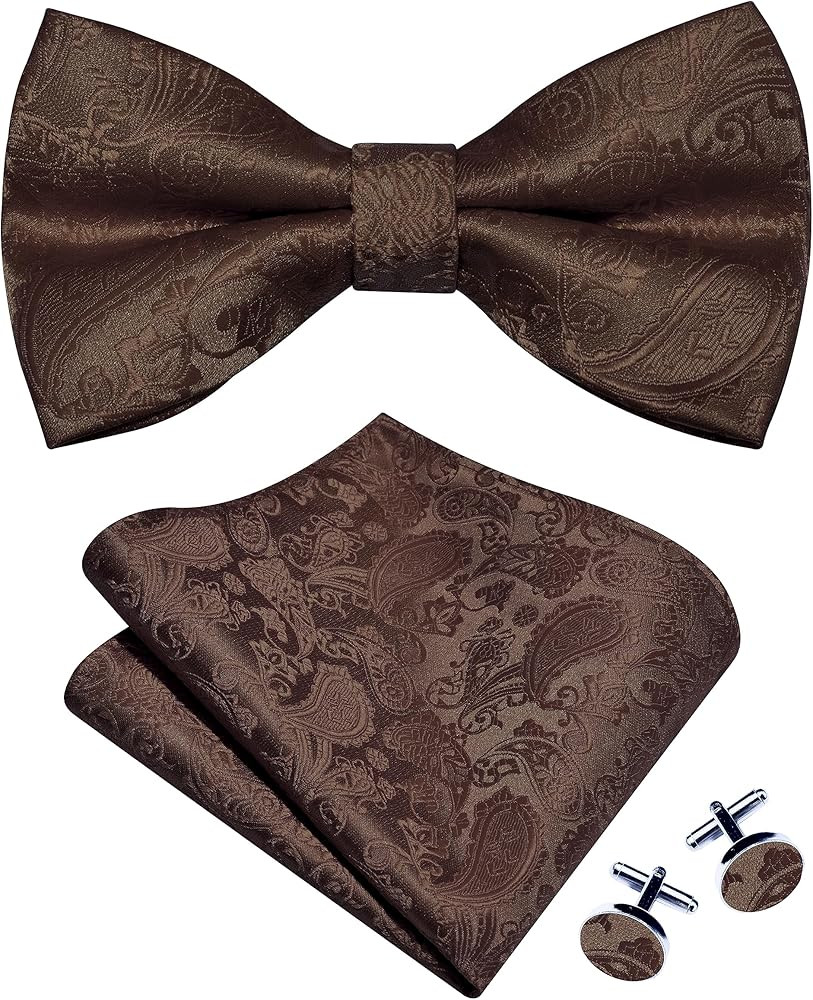 GUSLESON Mens Paisley Bow Tie Handkerchief Jacquard Woven Adjustable Pre-Tied Bowties Pocket Squa... | Amazon (US)