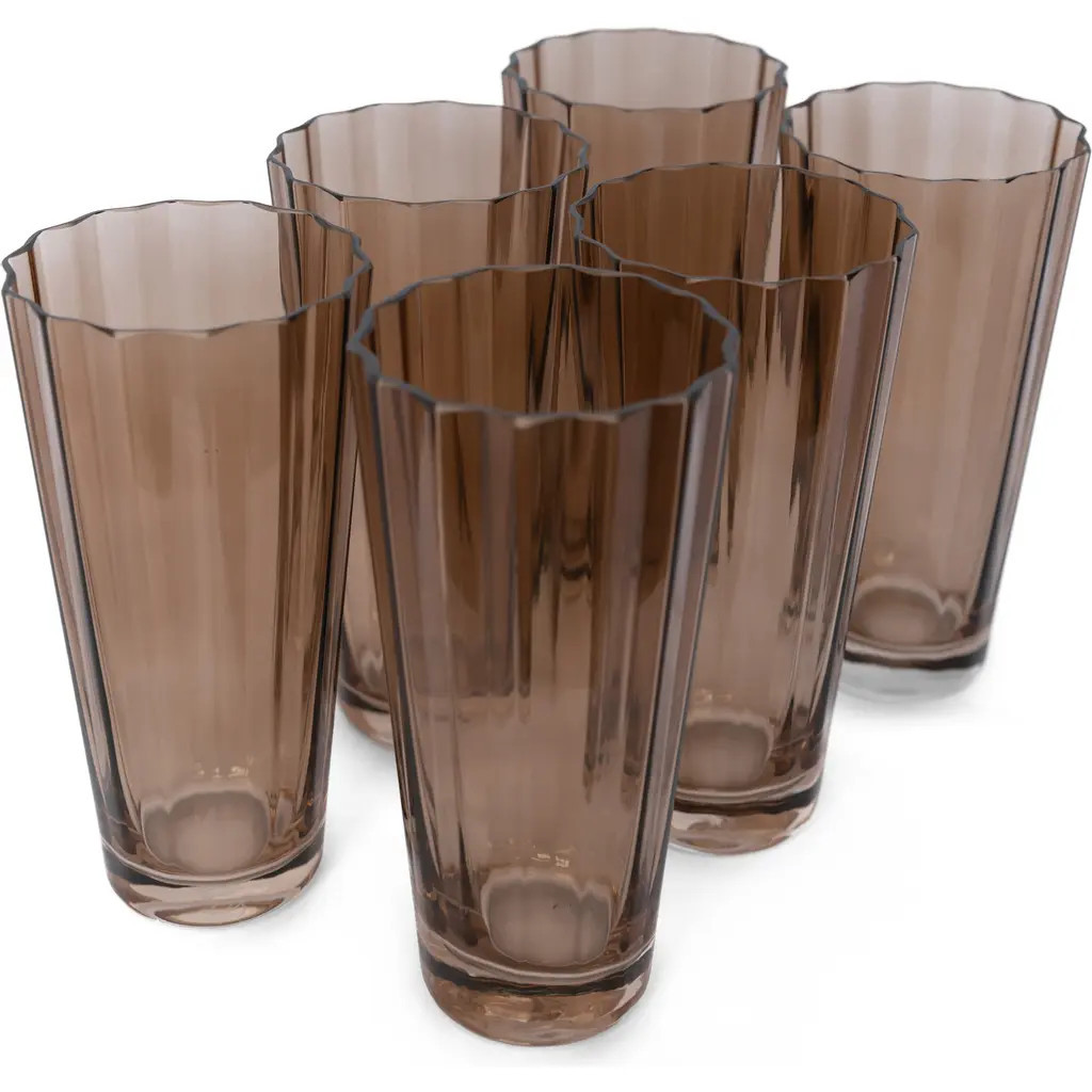 Estelle Colored Glass Sunday Set of 6 Highball Glasses in Amber Smoke at Nordstrom | Nordstrom