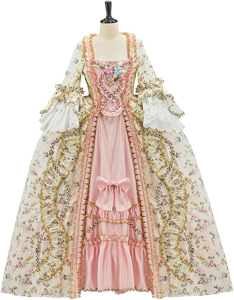 Willyacos French Queen Costume Marie Antoinette Dress Floral 18th Century Victorian Dress Women's... | Amazon (US)