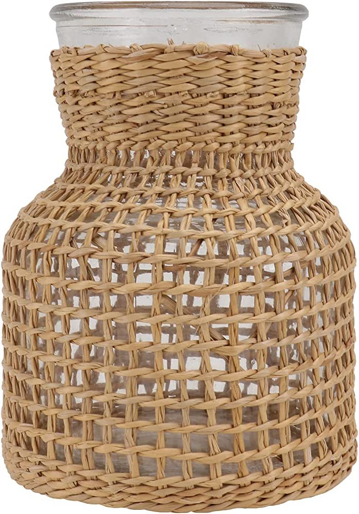 Cabilock Decorative Glass Bottle Rattan Vase Flower Bud Vases with Rattan Weaving Bottle Holder A... | Amazon (US)