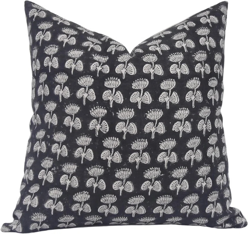 Linen 14x14 Cushion Cover, Hand Block Print Pillowcase, Decorative Throw Sofa Pillow Cover - DAMA... | Wayfair North America