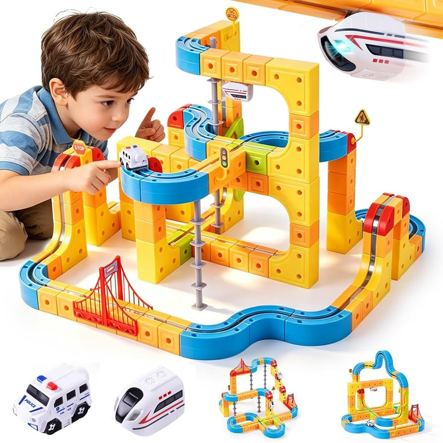 Gofunly Electric Train Set for Kids: 159 Pcs 3D Flexible Race Track Kit | Amazon (US)