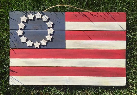 Large 13-Stared Distressed American Pallet Flag | Etsy (US)