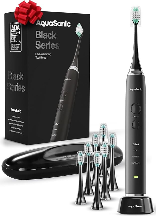Aquasonic Black Series Ultra Whitening Toothbrush – ADA Accepted Electric Toothbrush- 8 Brush H... | Amazon (US)