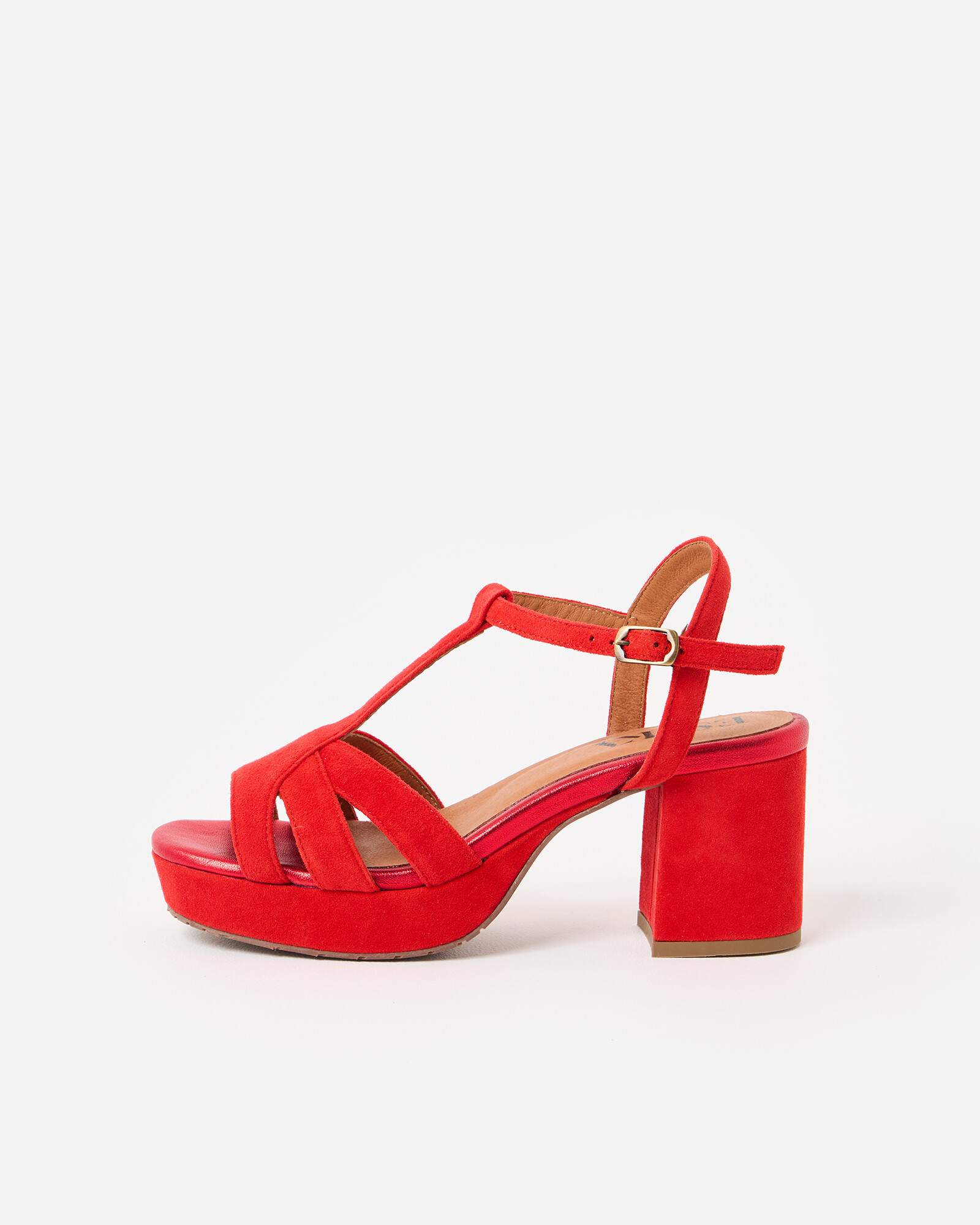 Esska Charlie Red Suede Heeled Sandals | Oliver Bonas | Oliver Bonas (Global)