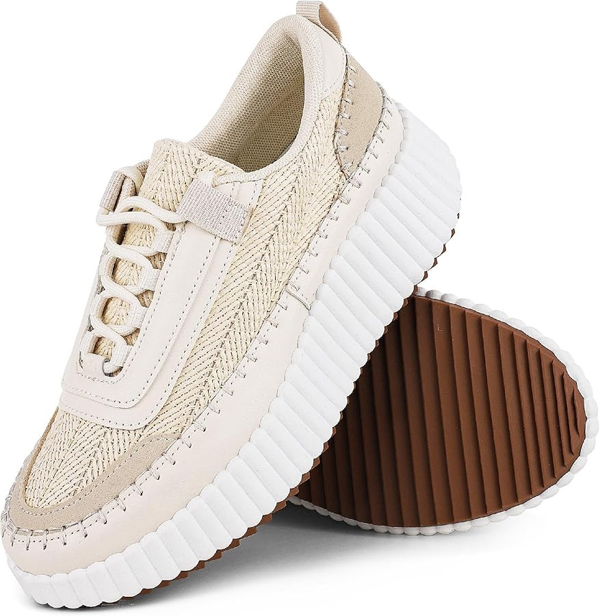 AOSPHIRAYLIAN Platform Sneakers for Women Lace Up Round Toe Comfortable Wedge Casual Fashion Chun... | Amazon (US)