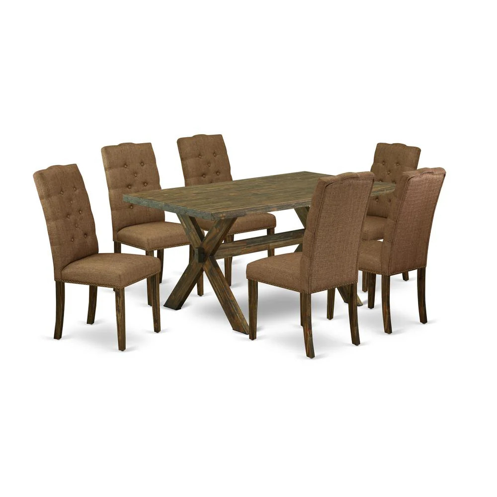 7-Piece Rectangular Dining Table Set - 6 Dining Room Chairs and a Rectangular Dinette Table Solid Wood Structure | Shop Simon