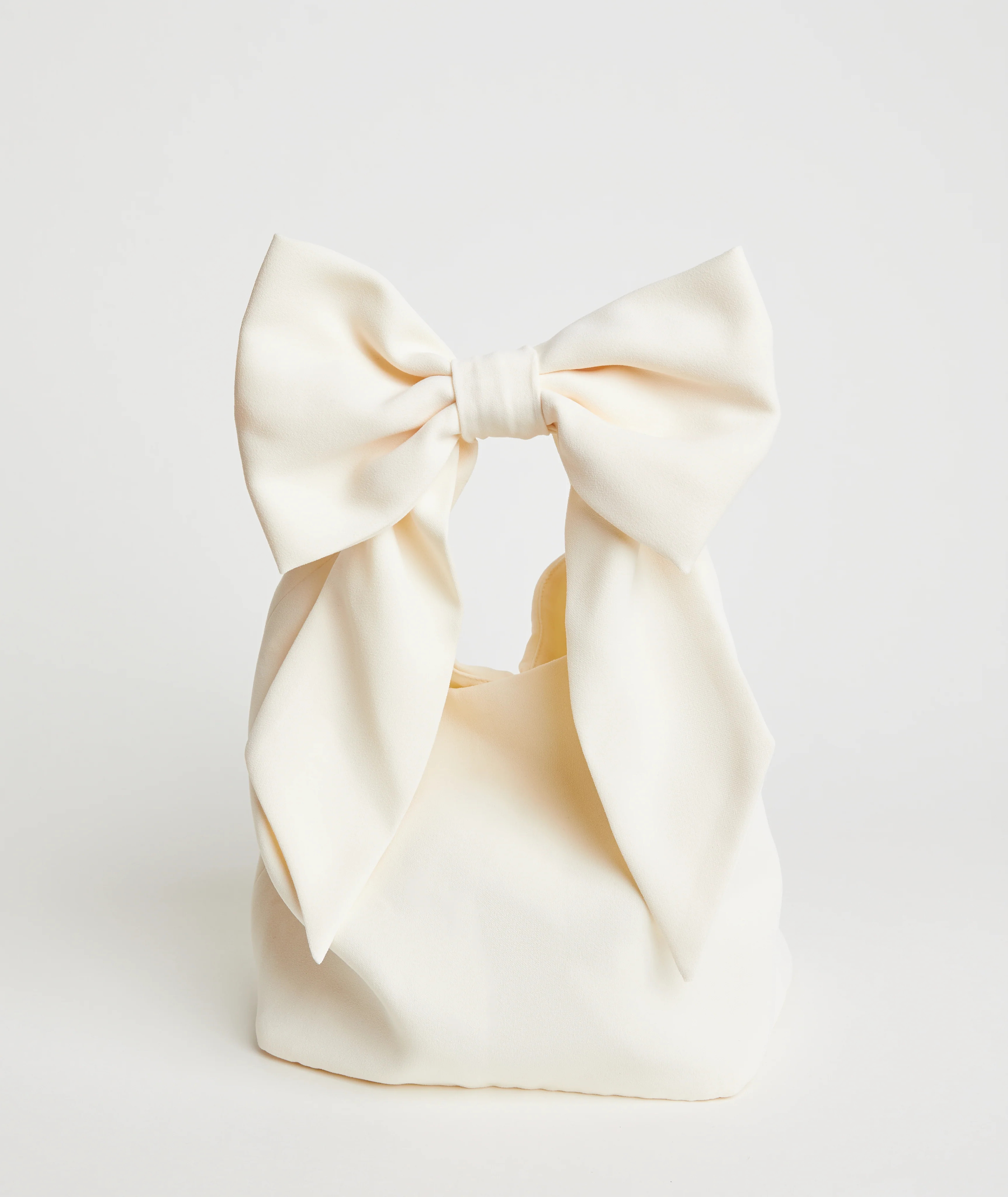 Bow Detail Crepe Pouch Bag | Six Stories