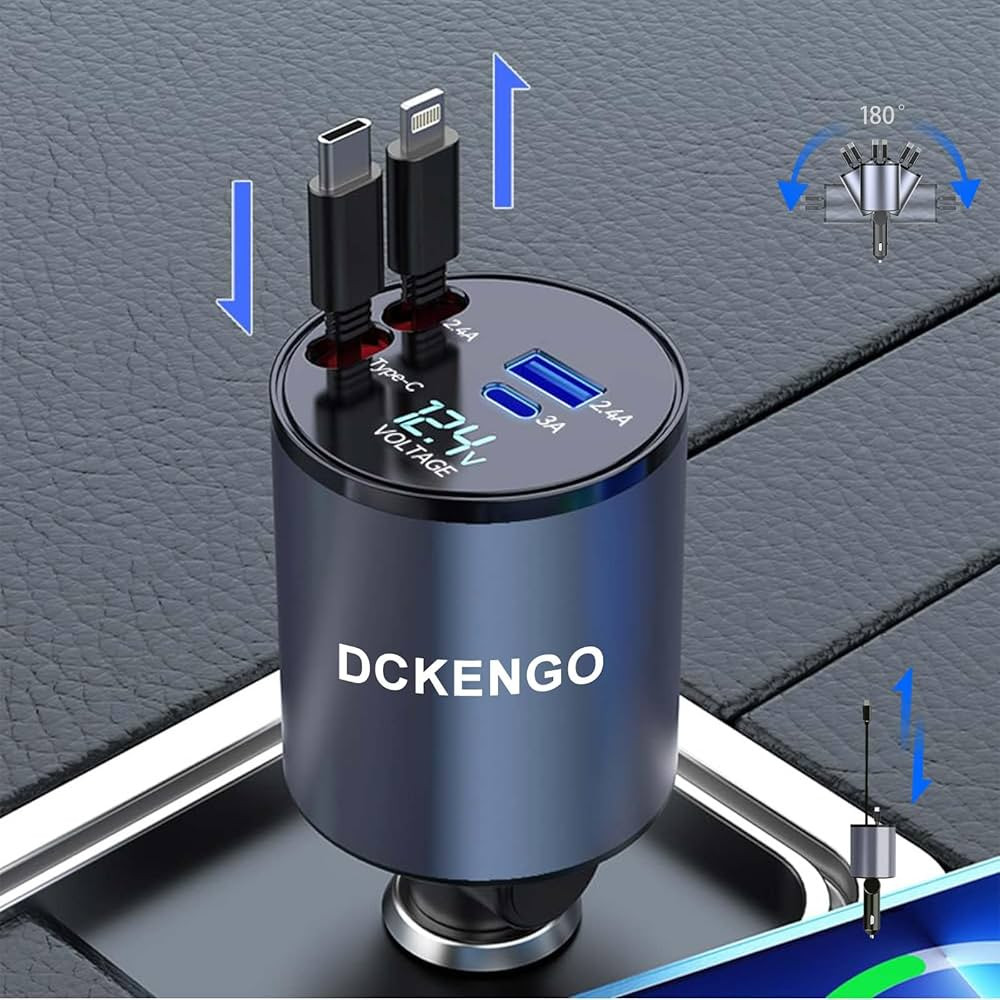 Retractable Car Charger, 4 in 1 Super Fast Phone Car Charger, Retractable Cables (31.5 inch) + 2 ... | Amazon (US)