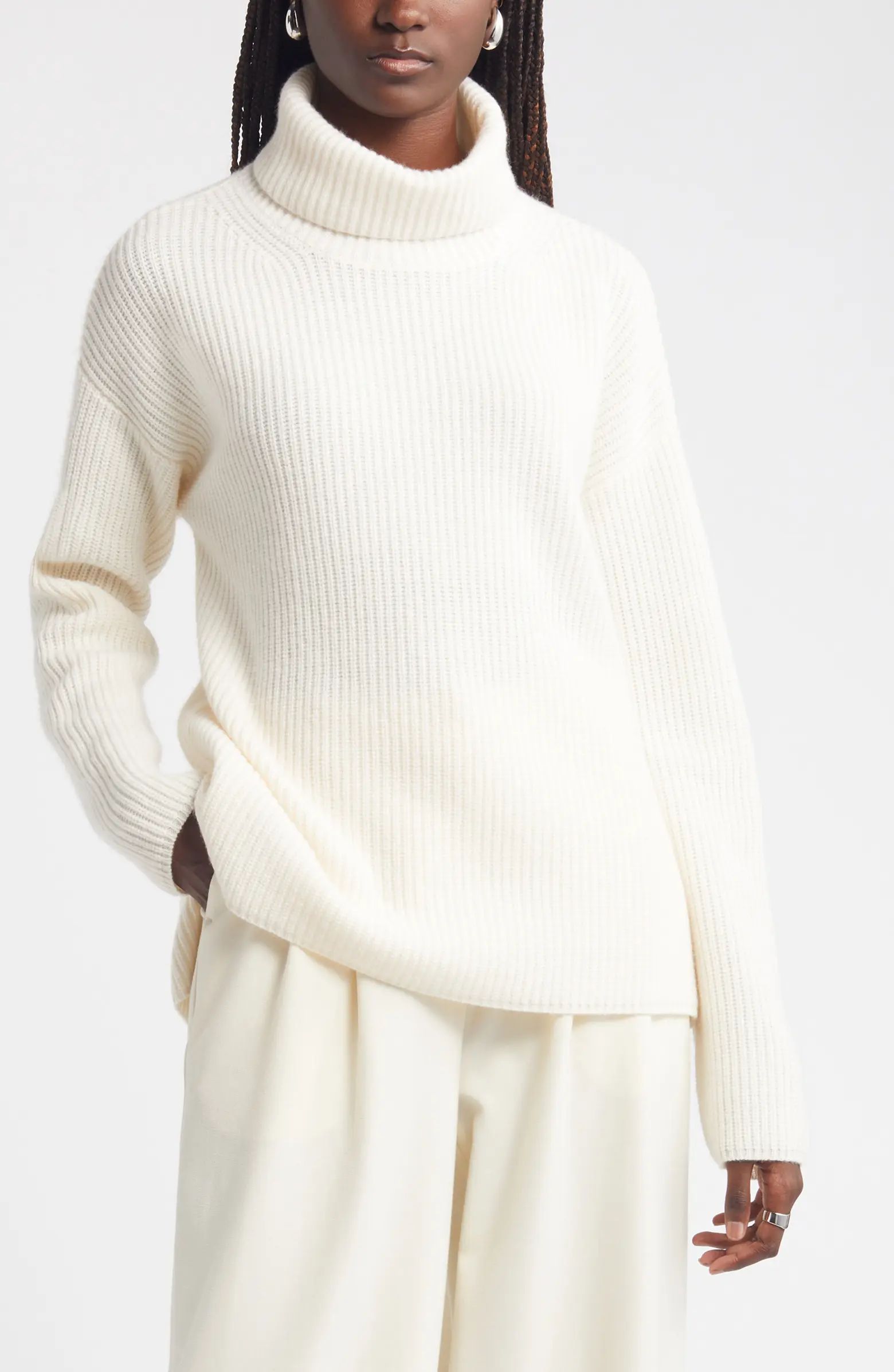 Wool & Cashmere Rib Turtleneck Sweater | Nordstrom