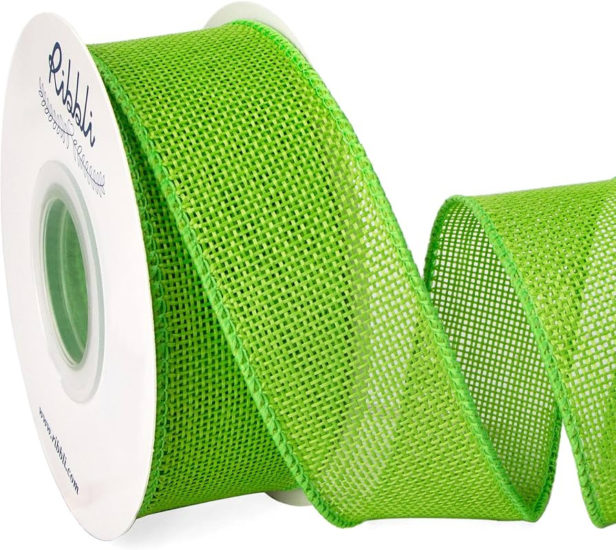 Ribbli Apple Green Burlap Wired Ribbon,1-1/2 Inch x 10 Yard, Wired Edge Ribbon for Big Bow,Wreath... | Amazon (US)