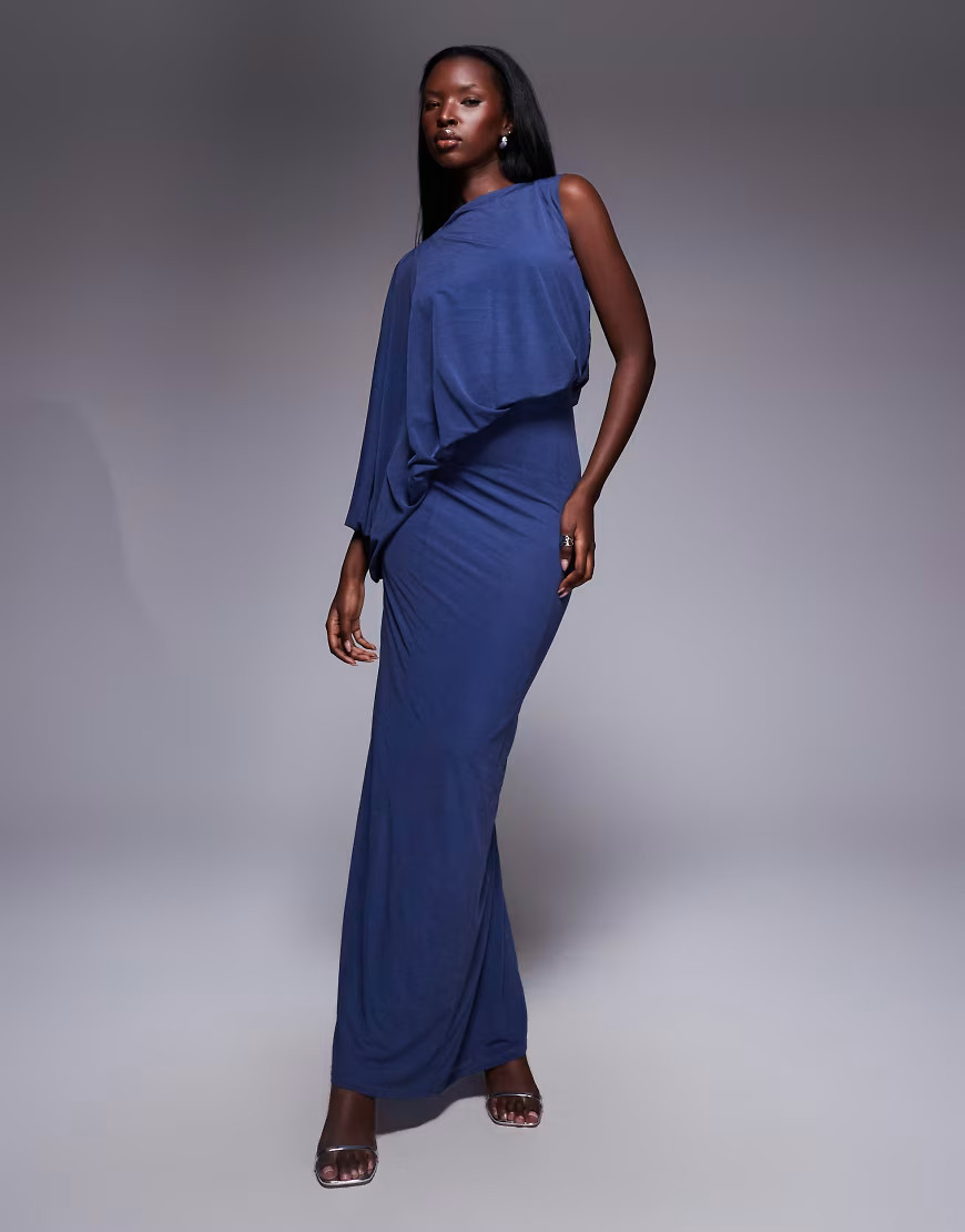 ASOS DESIGN draped bodice maxi dress in blue | ASOS (Global)