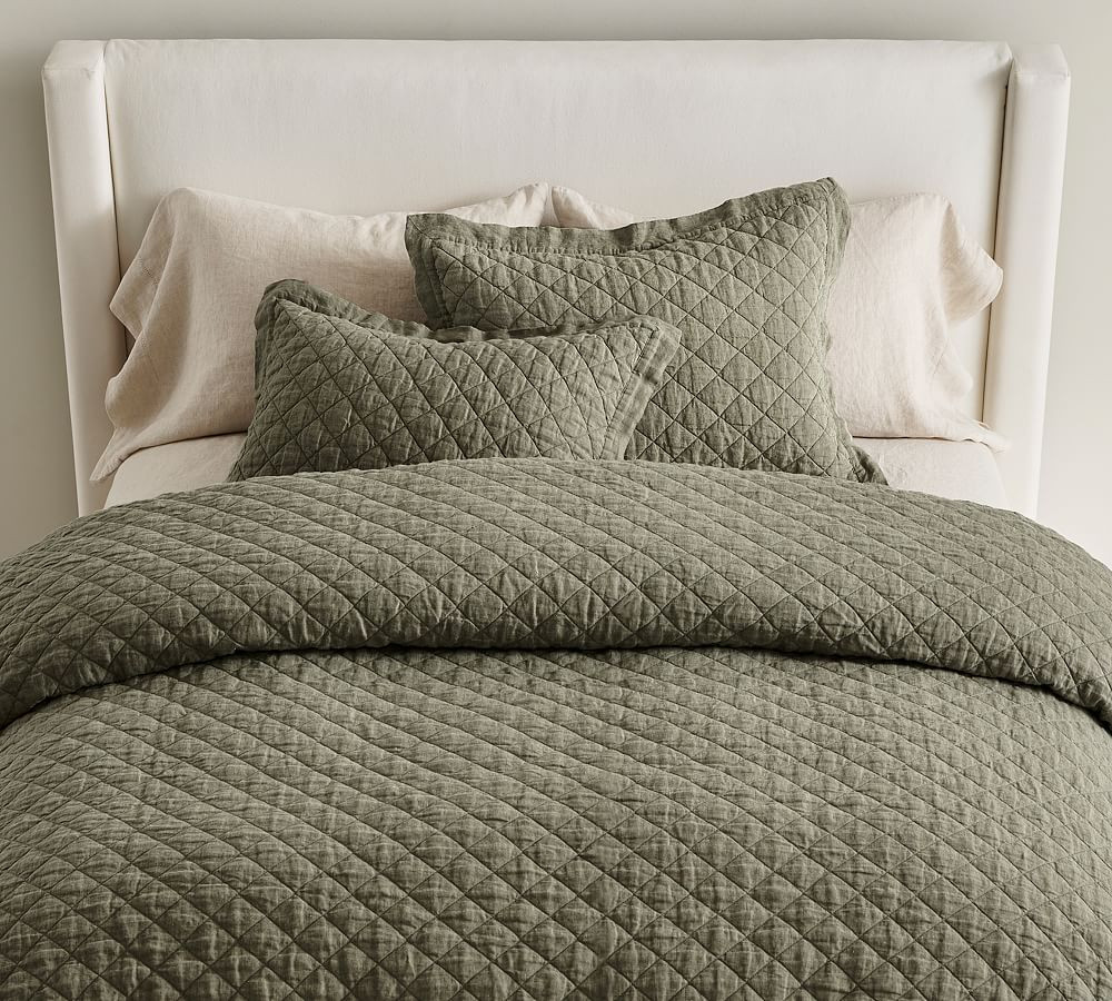 Belgian Flax Linen Diamond Quilt | Pottery Barn (US)