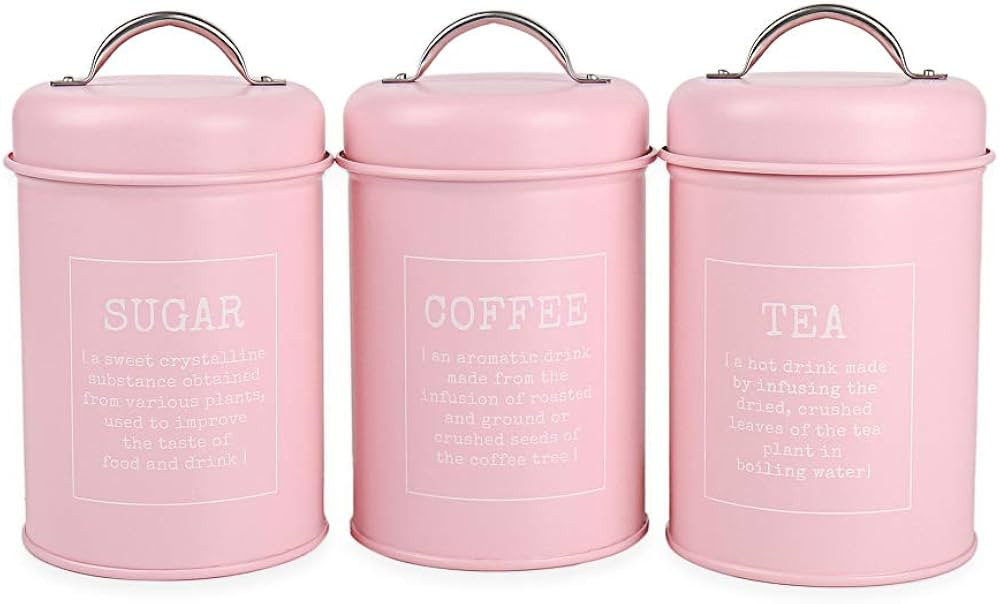X021 Set of 3 Metal Food Storage Tin Canister/Jar with Lid,Canister set for Coffee,Tea, and Sugar... | Amazon (CA)