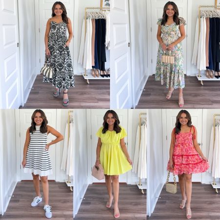 Use code JUNE20 for 20% off! Code ends 6/9 
Black midi dress size small TTS - a little big in the bust on me
Black platform sandals size 5 TTS 

Floral midi dress size small TTS 
Gold heels size 5 TTS 

Black and white stripe dress size XS TTS 
Black and White sneakers size 5 1/2 - run big so I sized down a size! Usually a 6.5 in sneakers 

Bright mini dress size XS TTS 
Clear heels size 5 TTS 

Red mini dress size XS TTS 
Gold heels size 5 TTS 

Wedding guest Dress
Summer Dress 
Travel Outfit 
Summer Outfit 
Sandals 
Summer OOTD 

Honey Sweet Petite 
Honeysweetpetite

#LTKParties #LTKFindsUnder100 #LTKStyleTip