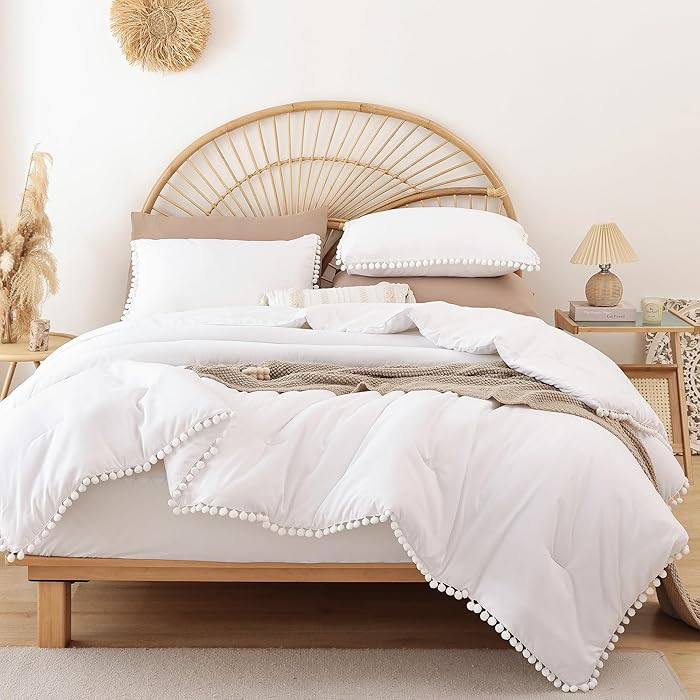 YIRDDEO Twin Comforter Set - Comforter Twin Size Bed with Ball Pom Fringe, Soft Bedding Set for A... | Amazon (US)