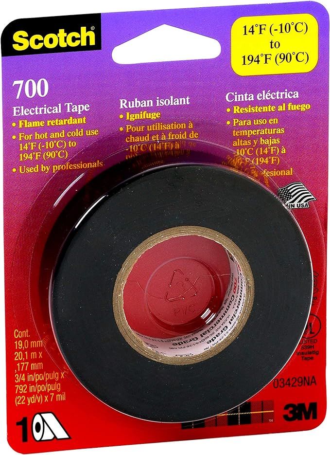 Scotch 700 Electrical Tape, 03429NA, 3/4 in x 66 ft | Amazon (US)