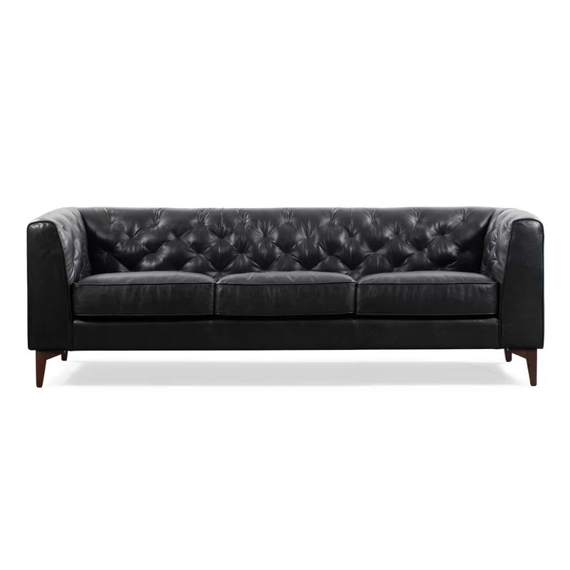 Renae Genuine Leather 89" Tuxedo Arm Sofa | Wayfair North America