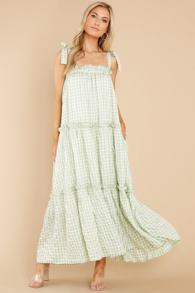 Cherished Memories Green Gingham Maxi Dress | Red Dress 