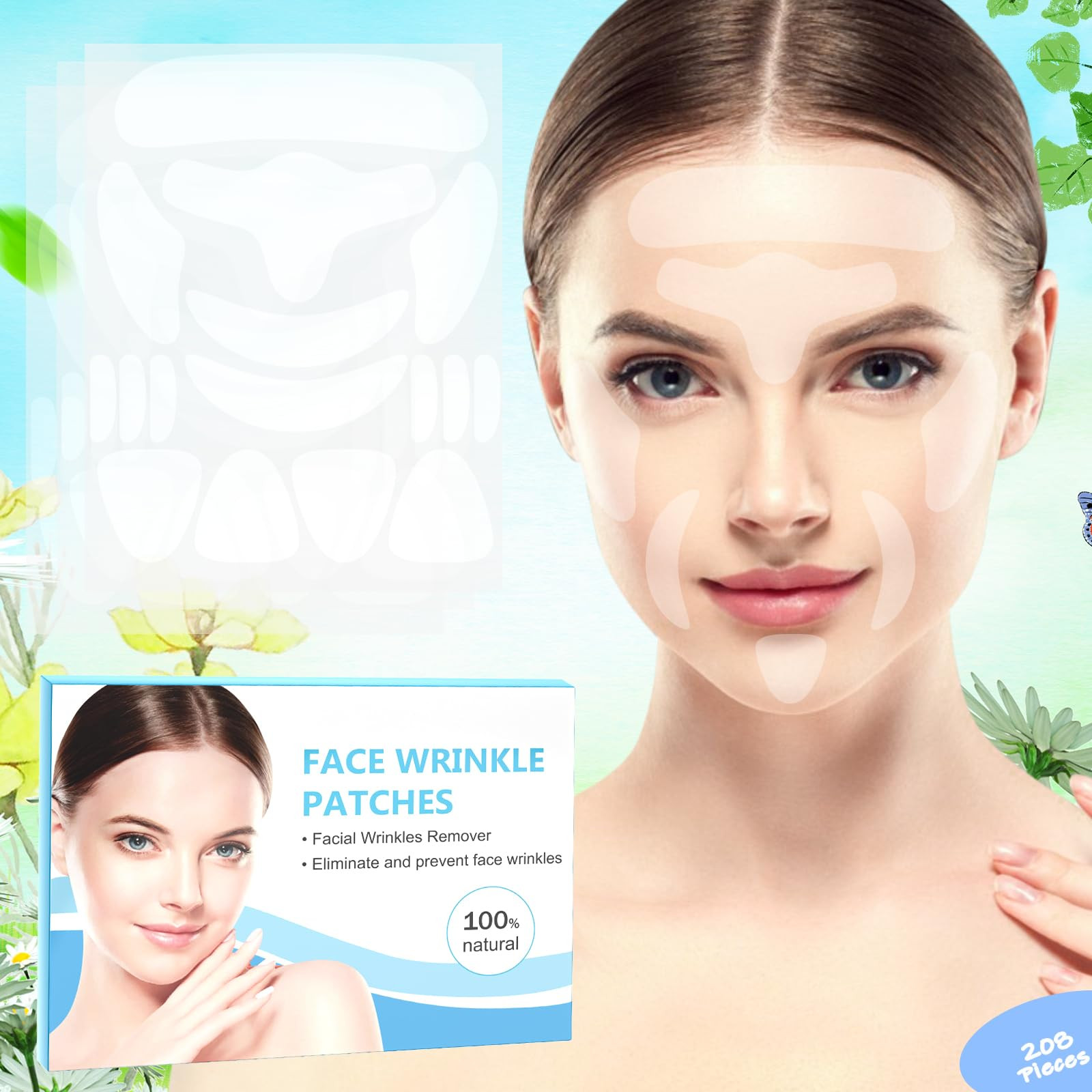 Face Wrinkle Patches Overnight, 208Pcs Wrinkle Tape for Face & Forehead, Anti-Wrinkle Facial Patc... | Amazon (US)