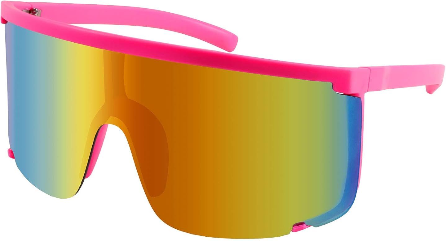 Karsaer Vision Retro Shield Sunglasses for Men Women Neon Visor Shades Ski Gear 80s 90s Costumes ... | Amazon (US)