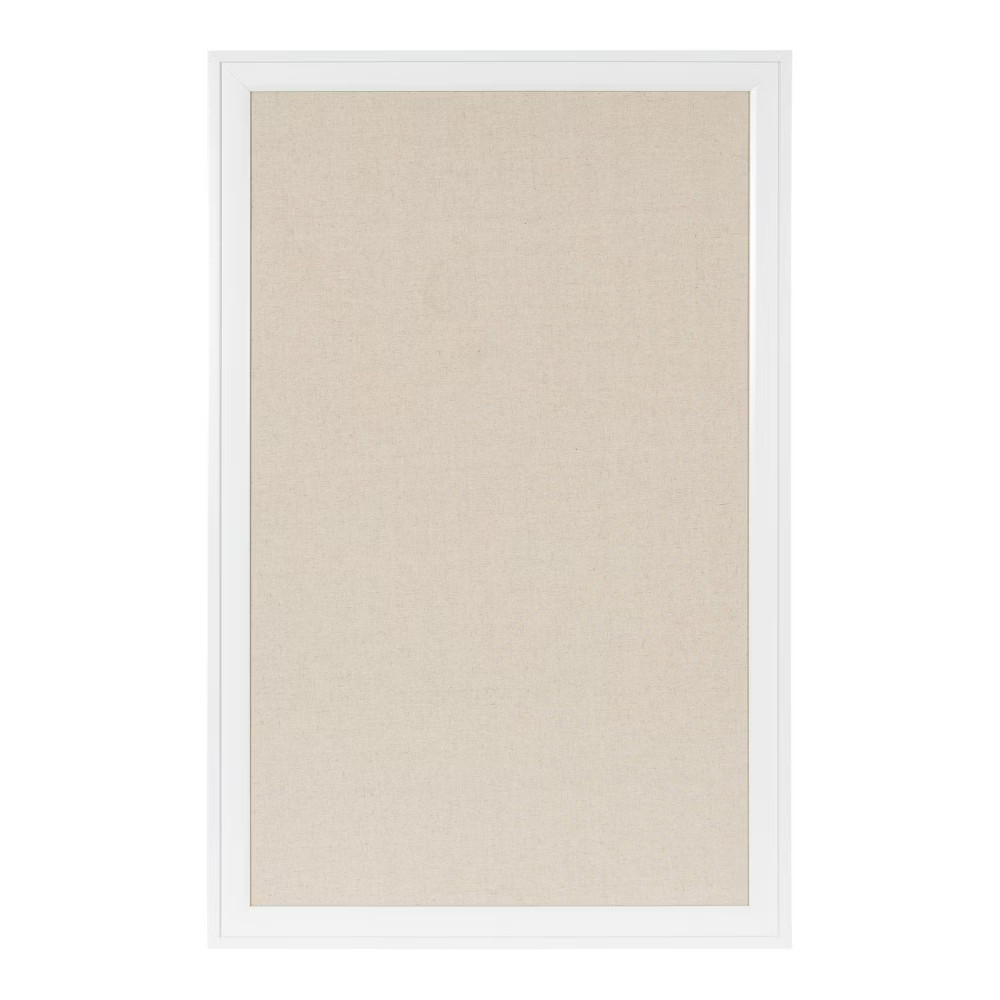 27.5" x 43.5" Bosc Framed Linen Fabric Pinboard White - DesignOvation | Target