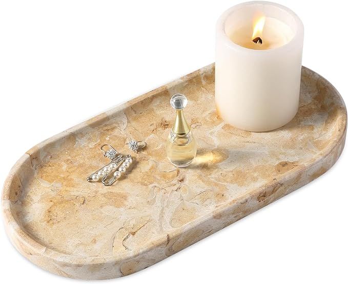 Egypt Natural Marble Tray, 12" Vanity Decorative Tray for Countertop Organizer, Catchall Tray for... | Amazon (US)