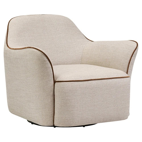 Matilda Modern Classic Beige Performance Swivel Chair | Kathy Kuo Home