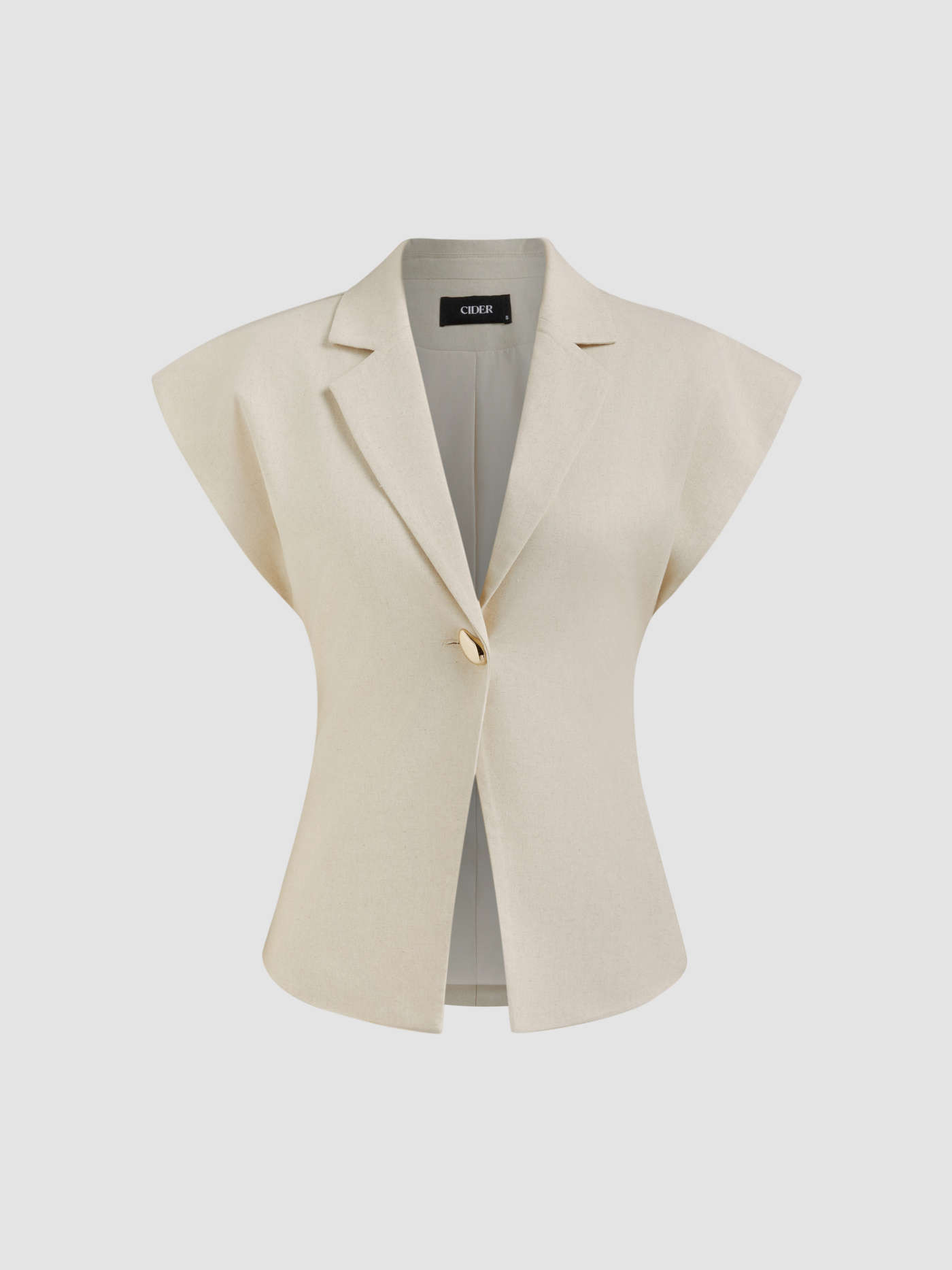 Linen-blend Linen-blend V-neck Dolman Sleeve Blazer Vest For Work | Cider