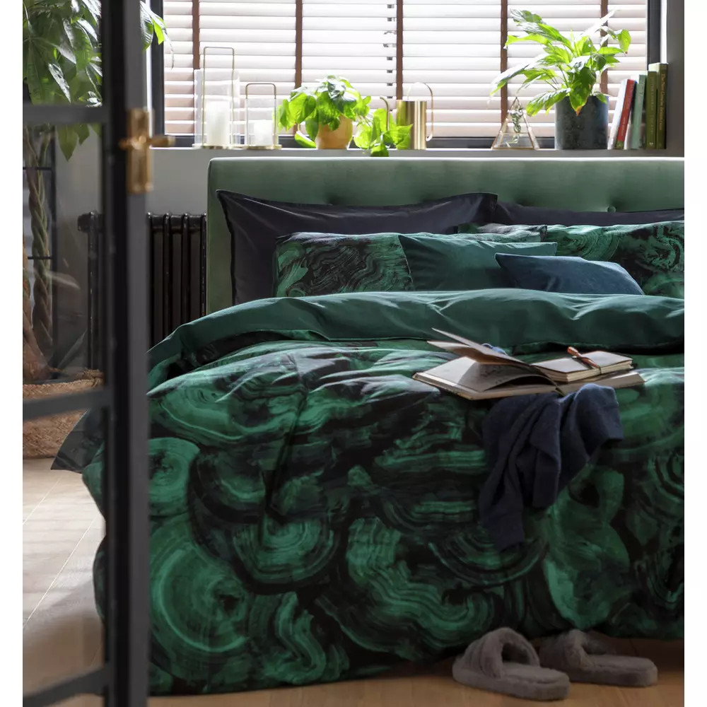 Habitat Cotton Malachite Print Green Bedding Set - Double | Habitat UK