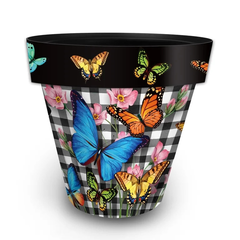 Briarwood Lane Checkered Butterflies Large Planter | Walmart (US)