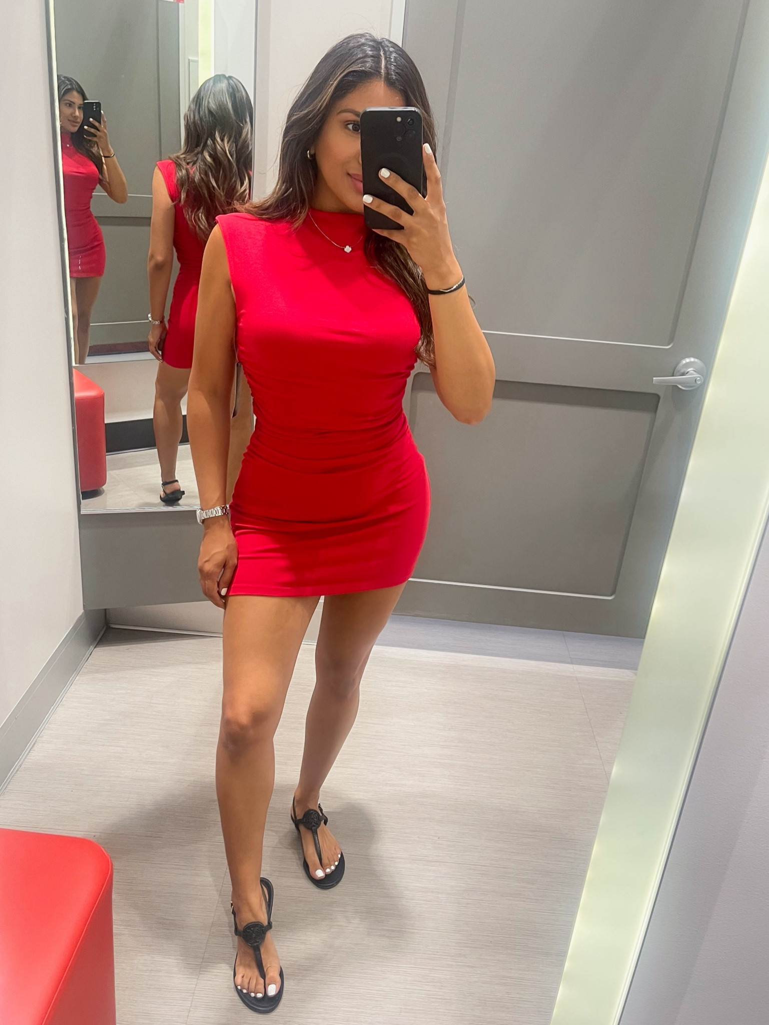 Little red dress ❣️ Can easily be dressed up or down! The scrunch details in the sides makes it super flattering and comfy 🙌🏼 
wearing size S 

#LTKFindsUnder50 #LTKBeauty #LTKSeasonal