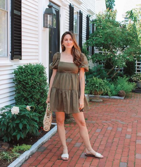 Summer outfit, cute mini dress, everyday outfit idea, babydoll dress, fits tts, wearing a small, olive green dress 

#LTKunder100 #LTKFind #LTKSeasonal