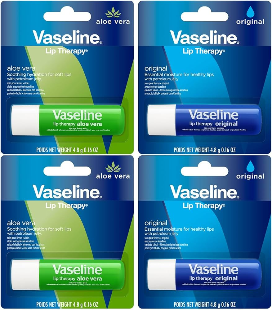 Vaseline Lip Therapy Variety 4-Pack – Original + Aloe Vera Moisturizing Lip Balm with Vitamin E... | Amazon (US)