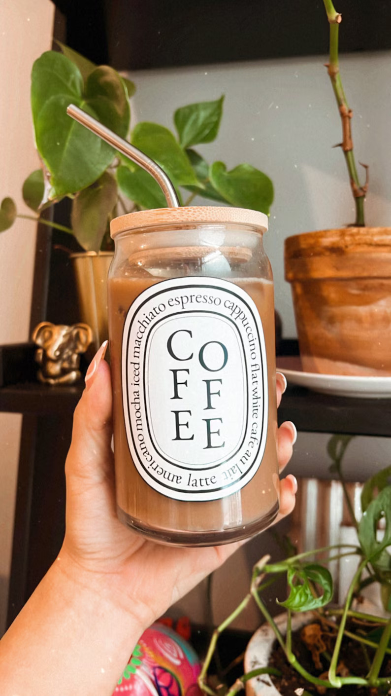 Aesthetic Coffee Glass | Diptyque Inspired Glass Can Cup | Coffee Glass |  Iced Coffee Glass | Mi... | Etsy (US)