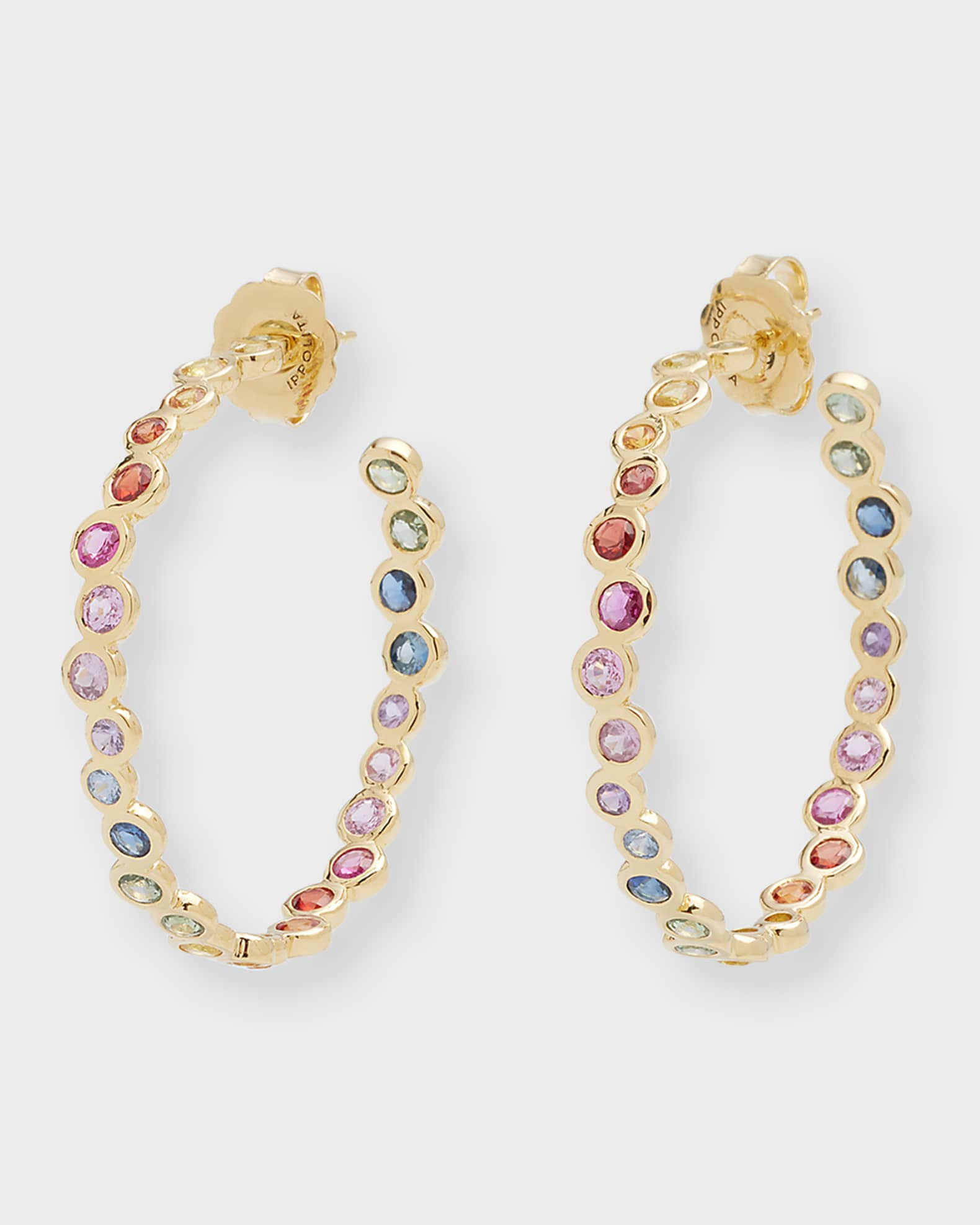 18K Starlet Hoop Earrings in Sapphire Rainbow | Neiman Marcus