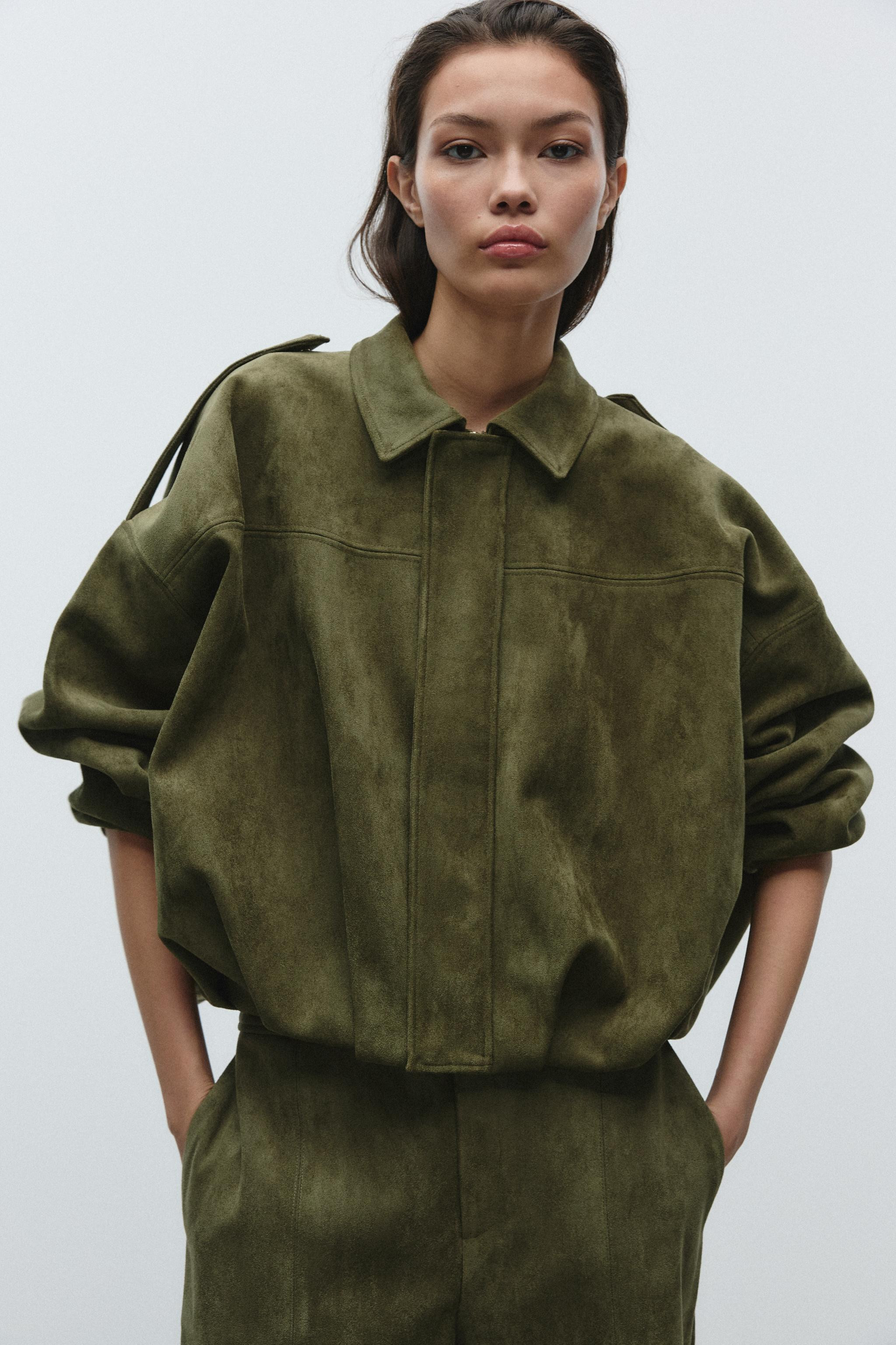 FAUX SUEDE BOMBER JACKET | Zara UK