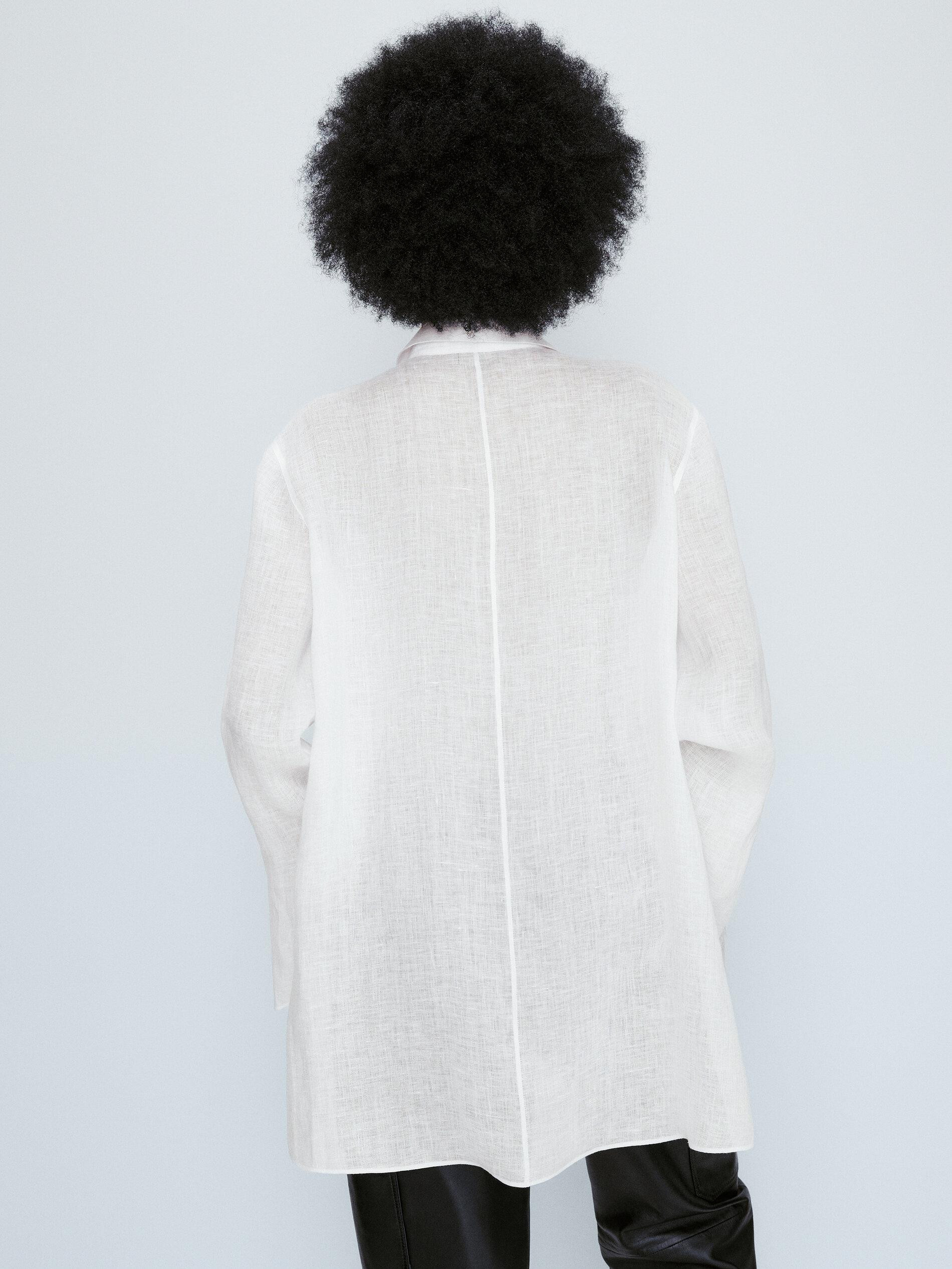 Oversize linen blouse with vents | Massimo Dutti US