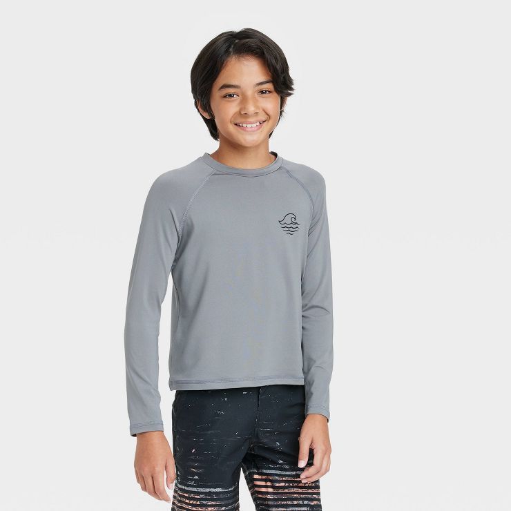 Boys' Raglan Flatlock Long Sleeve Swim Shirt - art class™ Gray | Target