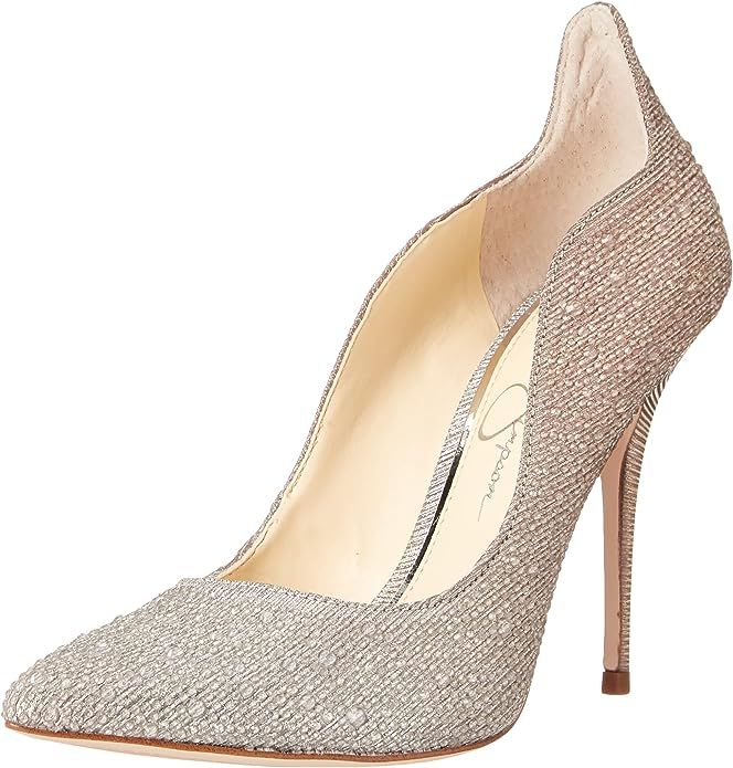 Amazon.com | Jessica Simpson Womens Wayva Rhinestone Pointed Toe Heels Silver 8 Medium (B,M) | Pu... | Amazon (US)