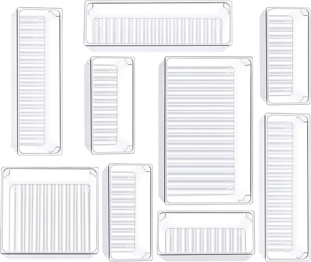 Kootek 9 Pcs Drawer Organizer Set, 4-Size Bathroom Drawer Organizers Makeup Trays Vanity Desk Div... | Amazon (US)