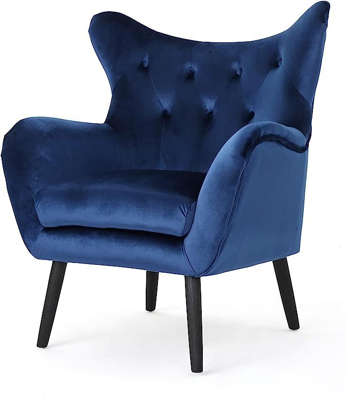 Christopher Knight Home Seigfried Mid-Century Velvet Arm Chair, Navy Blue / Black | Amazon (US)