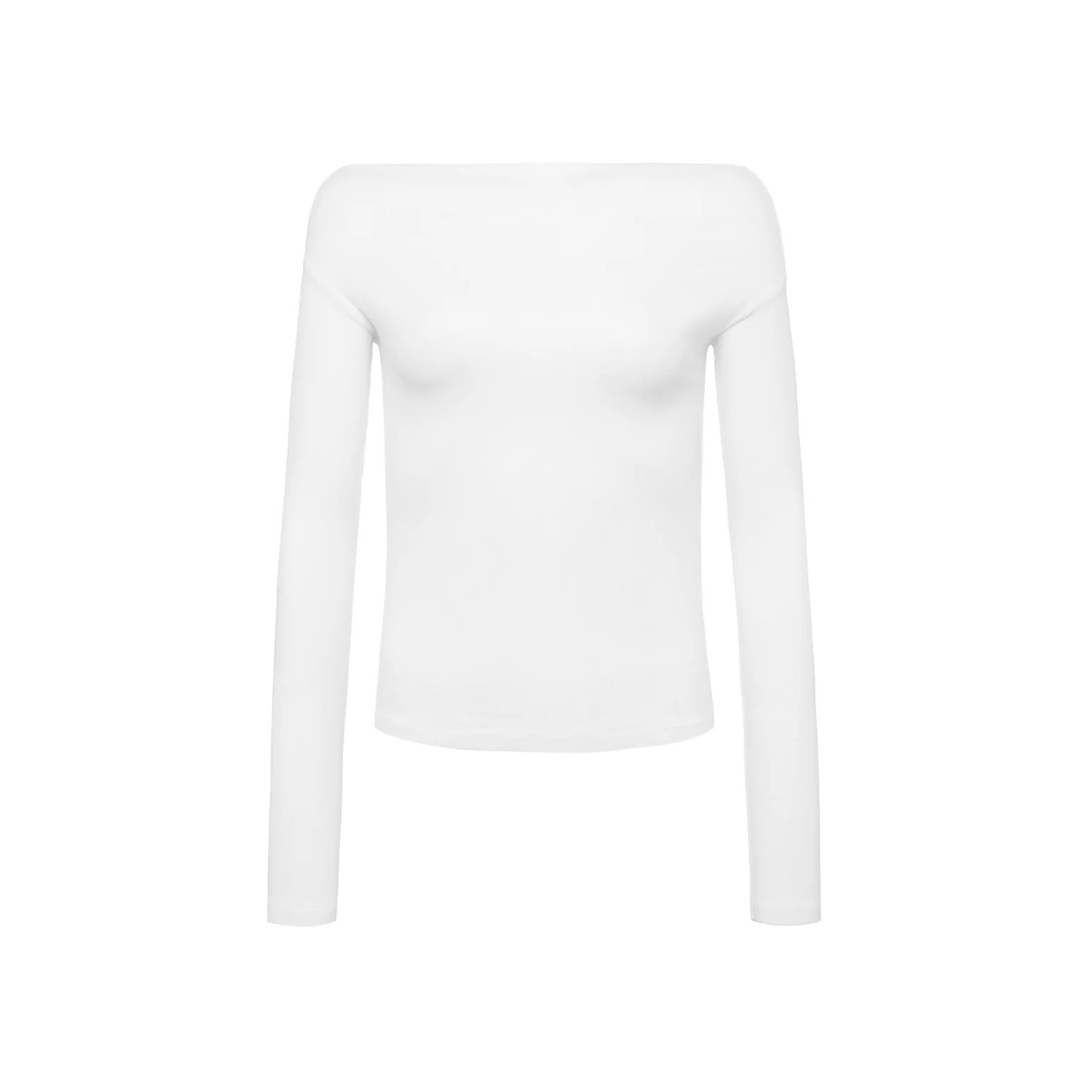 Slinky Rib Off-The-Shoulder Shirt | Black | Nuuds US