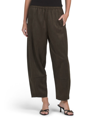 Faux Suede Barrel Pants, Spandex/Polyester/Suede | TJ Maxx