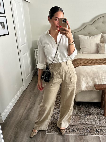 Closet staples all in one outfit! 🤌🏻🤍 I just discovered this brand and I’m overly obsessed with the quality of their pieces’ wearing a size 2 in linen pants .  I’m 5”4”/130 @everlane 

#LTKU #LTKStyleTip #LTKOver40
