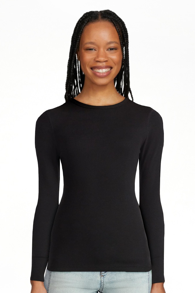Time and Tru Women's Rib Tee with Long Sleeves, Size XS-XXXL | Walmart (US)